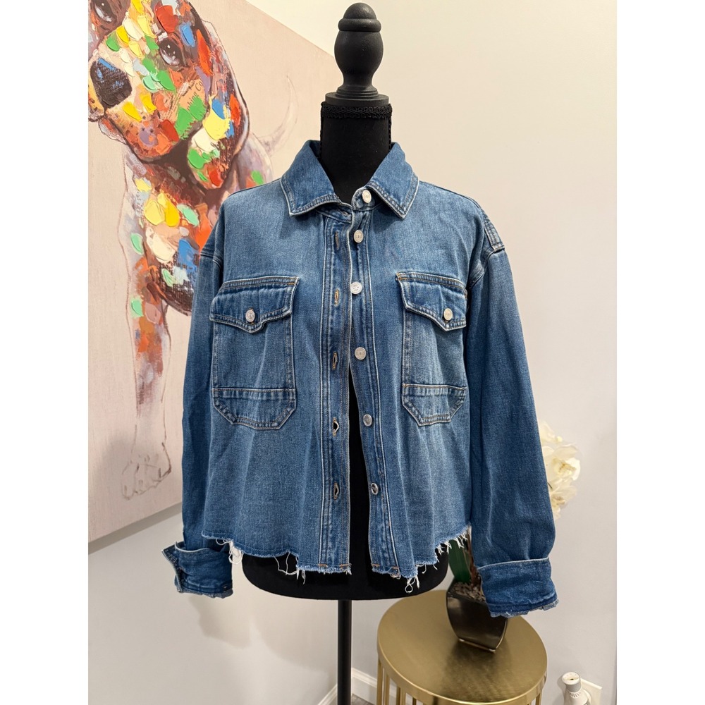 Robert Rodriguez Northeast Shacket Blue Denim, Raw Hem, Size M NWT
